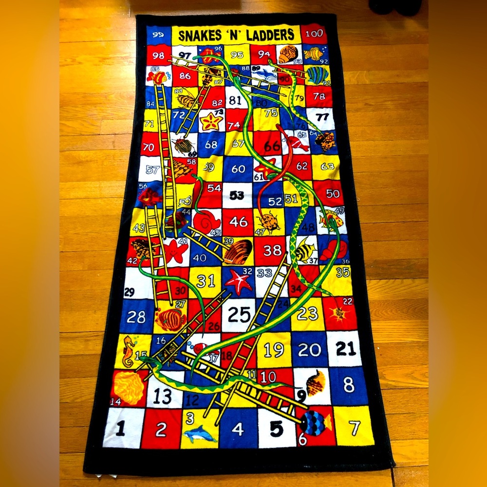Vintage Snakes & Ladders Beach Towel